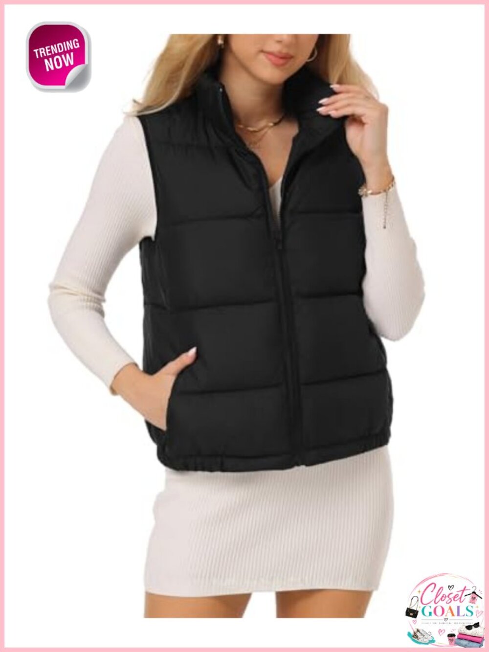 Quilted Lightweight Water Repellent Puffer Vest 4 Pocket Warm